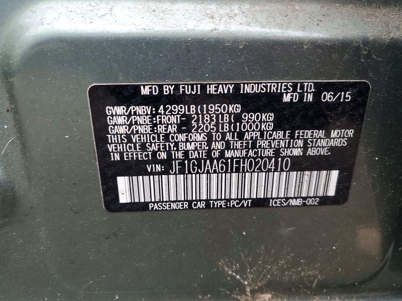 Продажа на аукционе авто 2015 Subaru Impreza, vin: JF1GJAA61FH020410, номер лота: 98380615