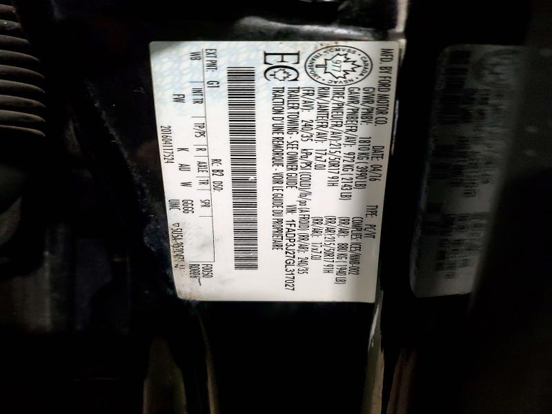 2016 Ford Focus მანქანა იყიდება აუქციონზე, vin: 1FADP3J27GL317027, აუქციონის ნომერი: 75236775