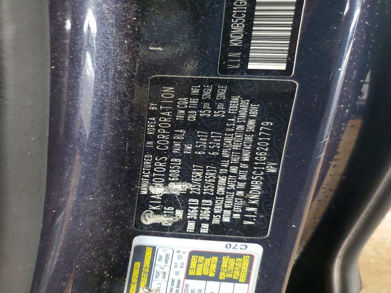 Aukcja sprzedaży 2016 Kia Sedona, vin: KNDMB5C11G6201779, numer aukcji: 72953555