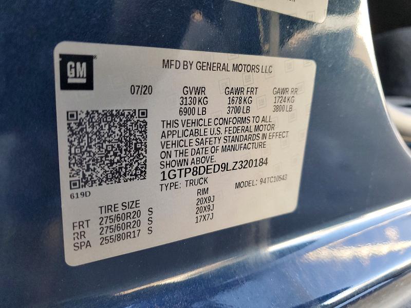 Aukcja sprzedaży 2020 Gmc Sierra, vin: 1GTP8DED9LZ320184, numer aukcji: 99275245
