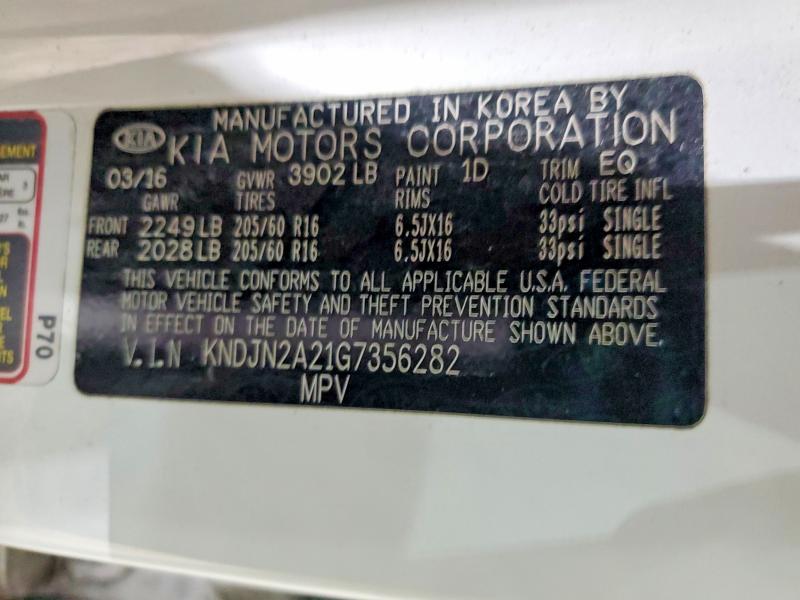 Aukcja sprzedaży 2016 Kia Soul, vin: KNDJN2A21G7356282, numer aukcji: 74608325