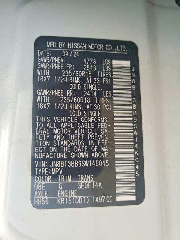 Aukcja sprzedaży 2025 Nissan Rogue, vin: JN8BT3BB9SW146045, numer aukcji: 98256985