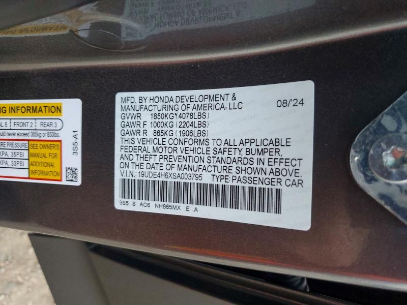 2025 Acura Integra მანქანა იყიდება აუქციონზე, vin: 19UDE4H6XSA003795, აუქციონის ნომერი: 98148325