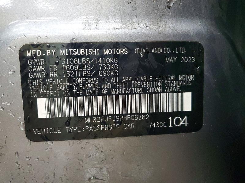 Aukcja sprzedaży 2023 Mitsubishi Mirage, vin: ML32FUFJ9PHF06362, numer aukcji: 98856765