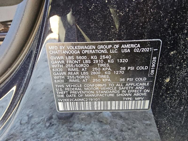 73219675 :رقم المزاد ، 1V2EE2CA0MC219101 vin ، 2021 Volkswagen Atlas Cross Sport مزاد بيع