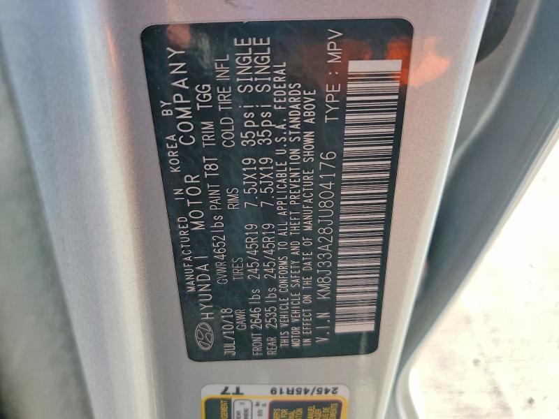 Продаж на аукціоні авто 2018 Hyundai Tucson, vin: KM8J33A28JU804176, номер лоту: 72875685