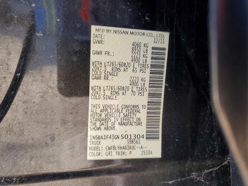 Aukcja sprzedaży 2016 Nissan Titan Xd S, vin: 1N6BA1F43GN501304, numer aukcji: 74586845