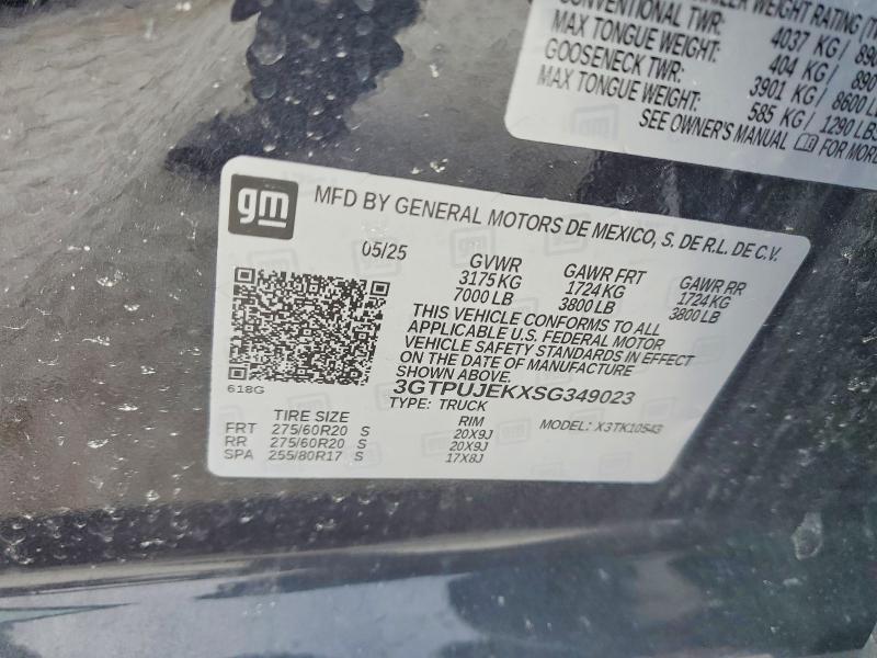 Aukcja sprzedaży 2025 Gmc Sierra, vin: 3GTPUJEKXSG349023, numer aukcji: 74766795