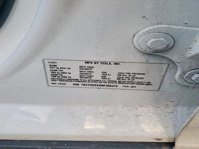 Продажа на аукционе авто 2022 Tesla Model Y, vin: 7SAYGDEE8NF308376, номер лота: 74145805