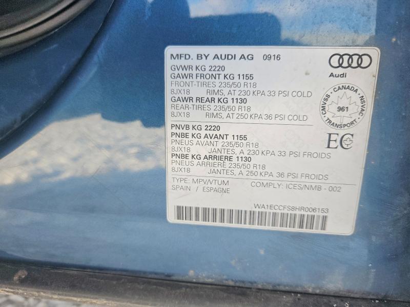 74347555 :رقم المزاد ، WA1ECCFS8HR006153 vin ، 2017 Audi Q3 مزاد بيع