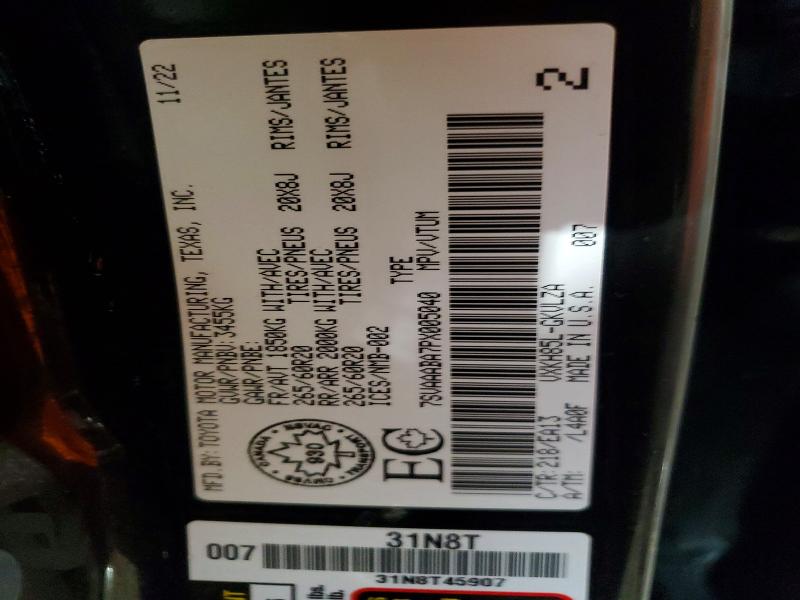 Aukcja sprzedaży 2023 Toyota Sequoia, vin: 7SVAAABA7PX005040, numer aukcji: 99881635