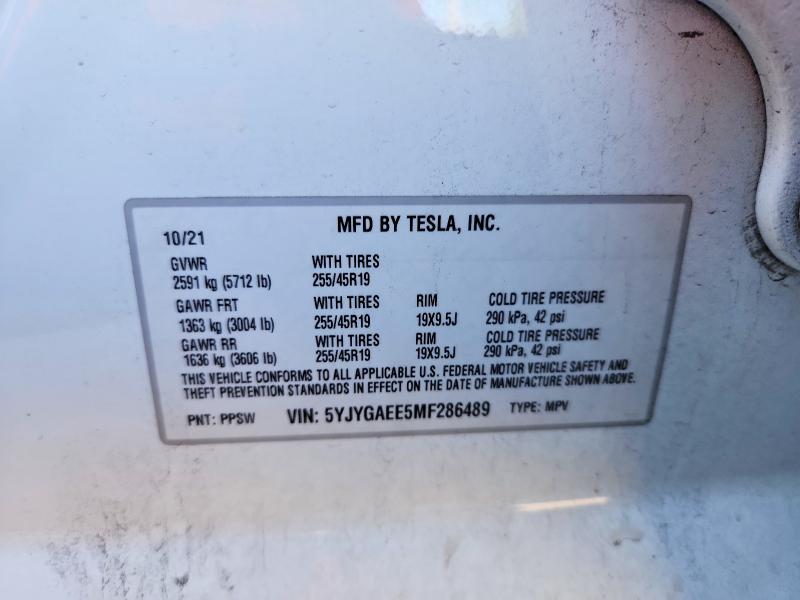 Aukcja sprzedaży 2021 Tesla Model Y, vin: 5YJYGAEE5MF286489, numer aukcji: 73321935
