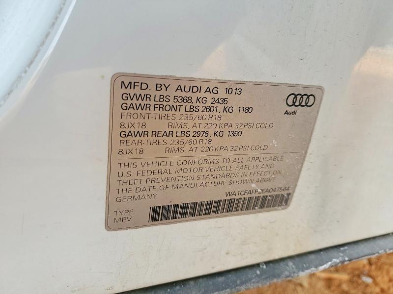 75385845 :رقم المزاد ، WA1CFAFP2EA047564 vin ، 2014 Audi Q5 مزاد بيع