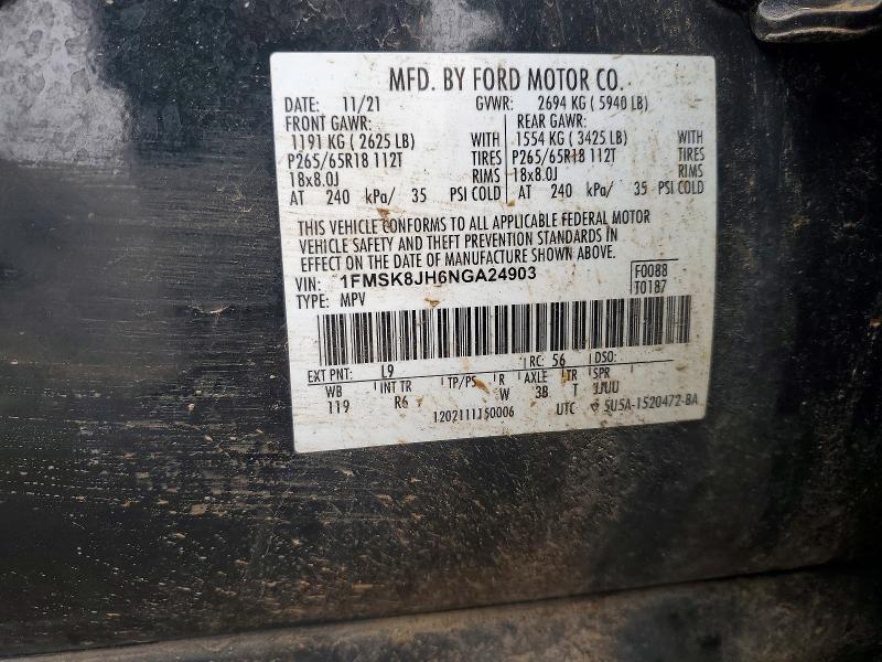 Продаж на аукціоні авто 2022 Ford Explorer T, vin: 1FMSK8JH6NGA24903, номер лоту: 72563545