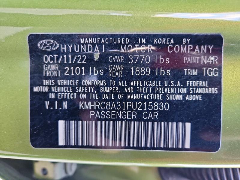 Aukcja sprzedaży 2023 Hyundai Venue, vin: KMHRC8A31PU215830, numer aukcji: 72765855