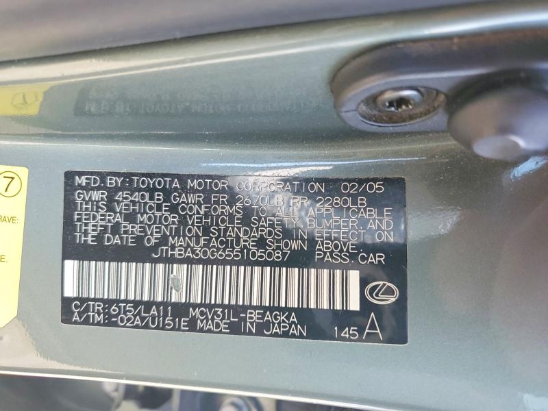 Продажа на аукционе авто 2005 Lexus Es, vin: JTHBA30G655105087, номер лота: 74050745