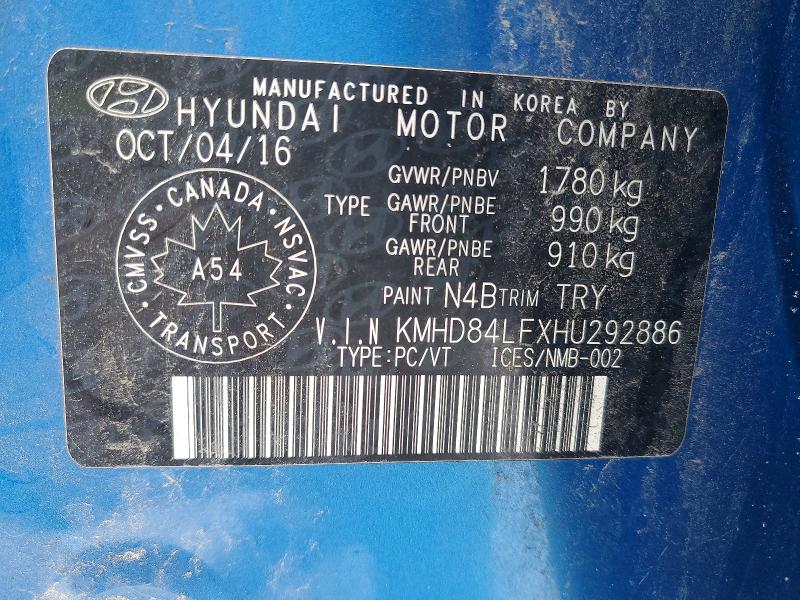 Продаж на аукціоні авто 2017 Hyundai Elantra, vin: KMHD84LFXHU292886, номер лоту: 74039895