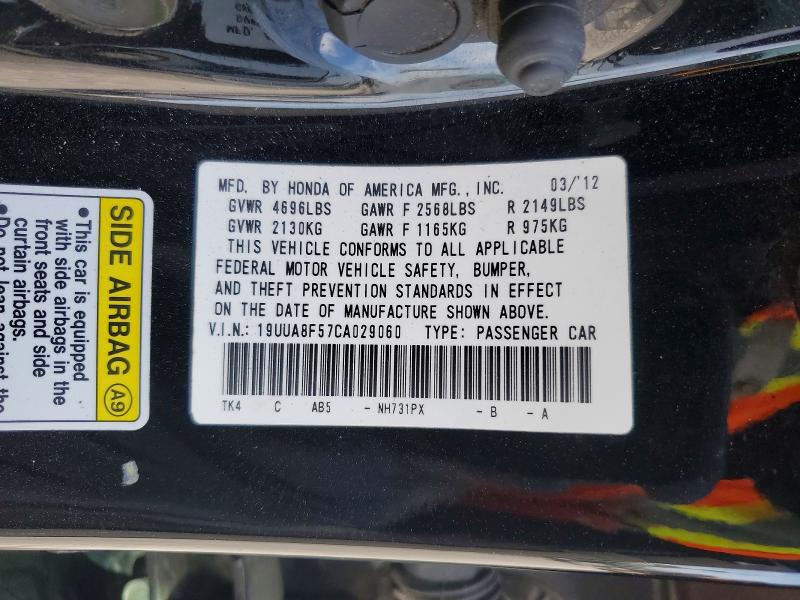 73965035 :رقم المزاد ، 19UUA8F57CA029060 vin ، 2012 Acura Tl مزاد بيع