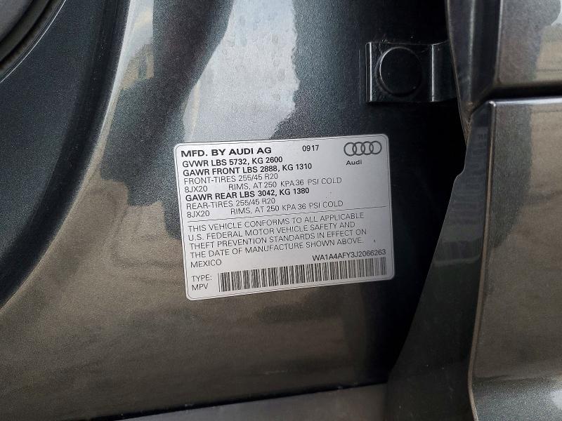 Aukcja sprzedaży 2018 Audi Sq5, vin: WA1A4AFY3J2066263, numer aukcji: 73008135