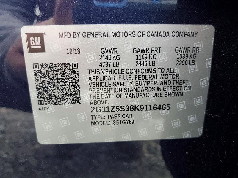 Продаж на аукціоні авто 2019 Chevrolet Impala Lt, vin: 2G11Z5S38K9116465, номер лоту: 98983905