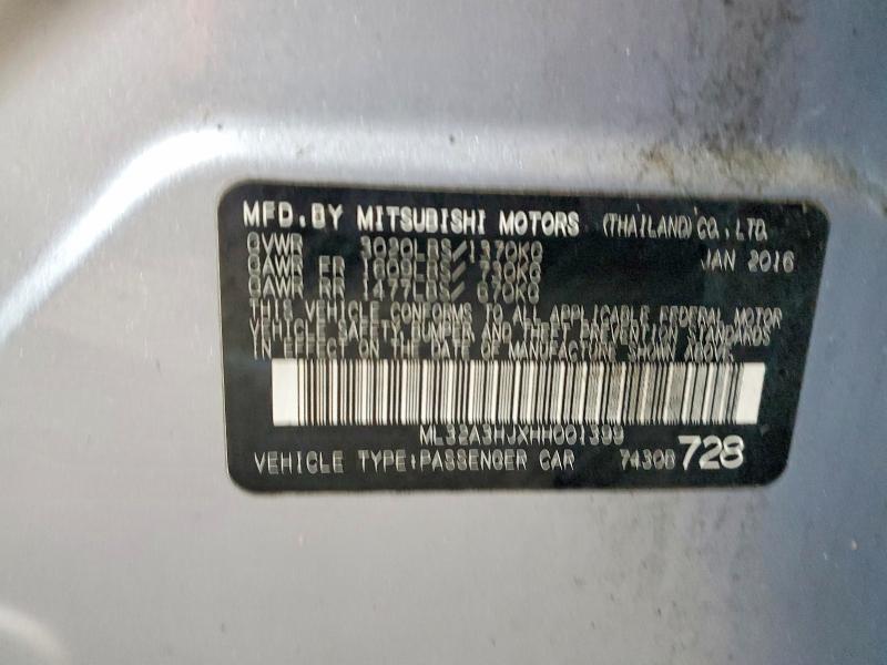 Продаж на аукціоні авто 2017 Mitsubishi Mirage, vin: ML32A3HJXHH001399, номер лоту: 98578365