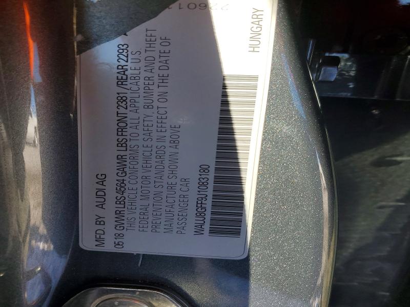 Продажа на аукционе авто 2018 Audi A3, vin: WAUJ8GFF9J1083180, номер лота: 98705255