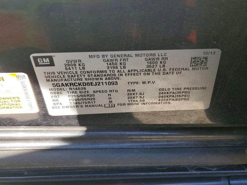 73738635 :رقم المزاد ، 5GAKRCKD8EJ211093 vin ، 2014 Buick Enclave مزاد بيع