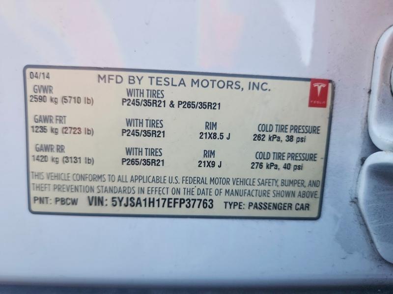 Продажа на аукционе авто 2014 Tesla Model S, vin: 5YJSA1H17EFP37763, номер лота: 99661025