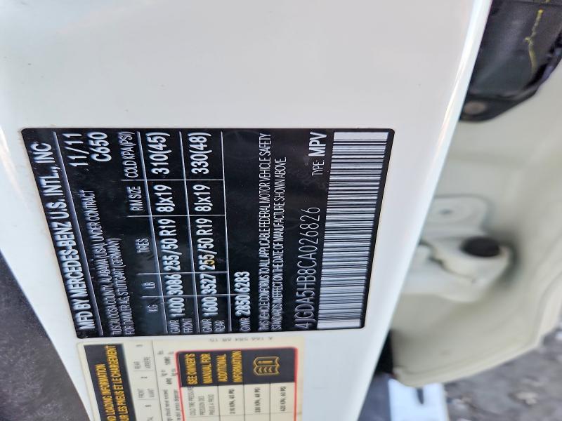 Aukcja sprzedaży 2012 Mercedes-benz Ml, vin: 4JGDA5HB8CA026826, numer aukcji: 97885105