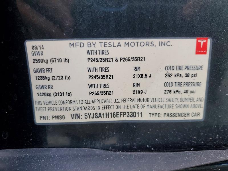 Aukcja sprzedaży 2014 Tesla Model S, vin: 5YJSA1H16EFP33011, numer aukcji: 99020275