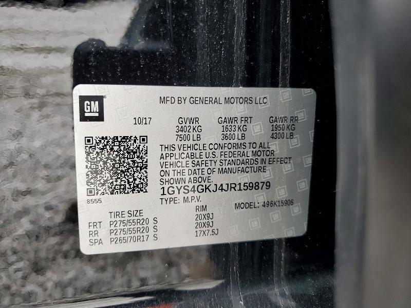 73818505 :رقم المزاد ، 1GYS4GKJ4JR159879 vin ، 2018 Cadillac Escalade E مزاد بيع