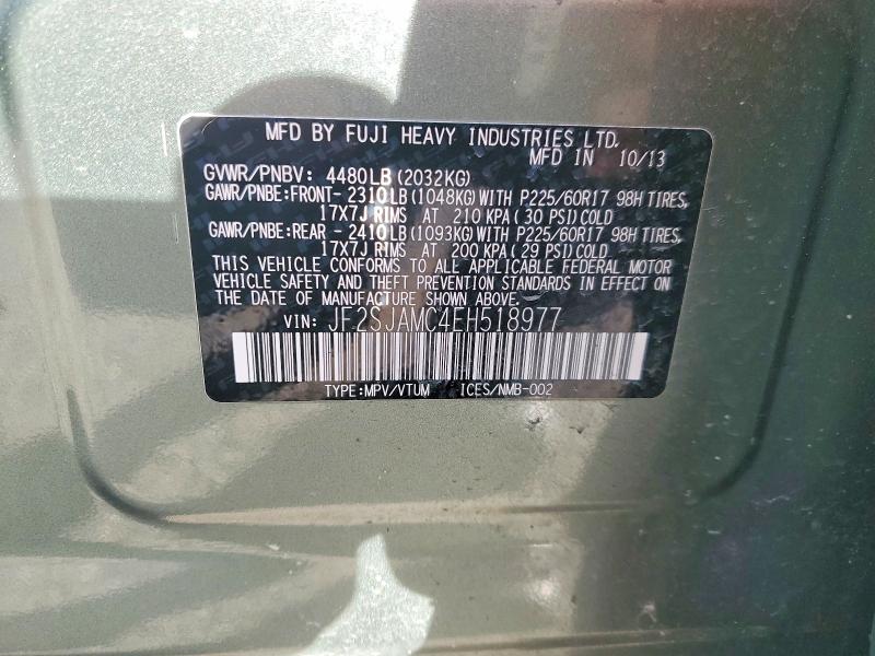 Aukcja sprzedaży 2014 Subaru Forester, vin: JF2SJAMC4EH518977, numer aukcji: 72608465