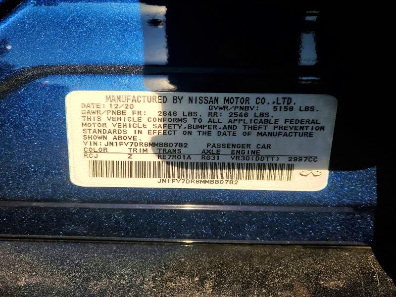 2021 Infiniti Q50 მანქანა იყიდება აუქციონზე, vin: JN1FV7DR6MM880782, აუქციონის ნომერი: 96476825