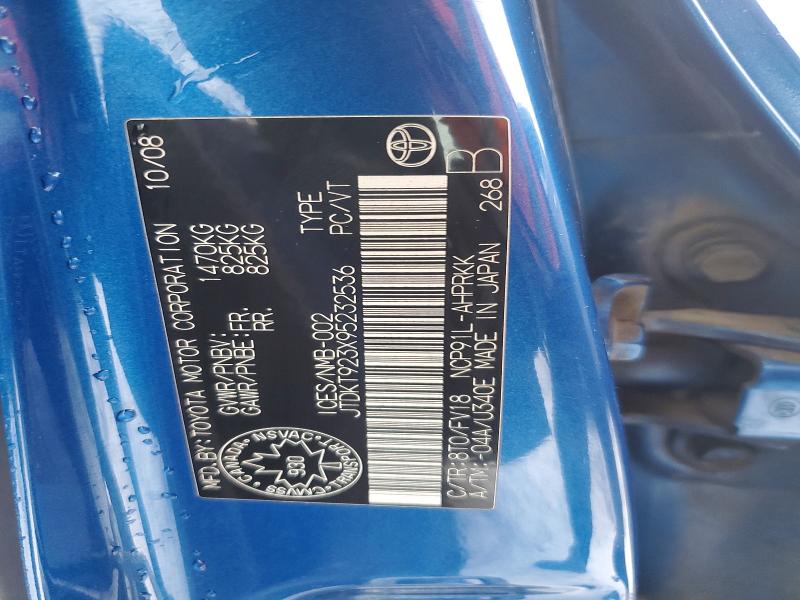 Aukcja sprzedaży 2009 Toyota Yaris, vin: JTDKT923X95232536, numer aukcji: 99379205