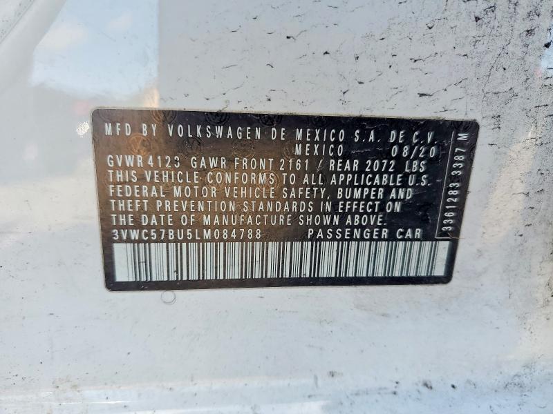 2020 Volkswagen Jetta მანქანა იყიდება აუქციონზე, vin: 3VWC57BU5LM084788, აუქციონის ნომერი: 74675205