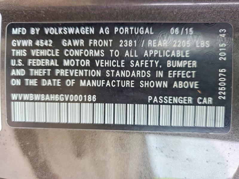 97833555 :رقم المزاد ، WVWBW8AH6GV000186 vin ، 2016 Volkswagen Eos مزاد بيع