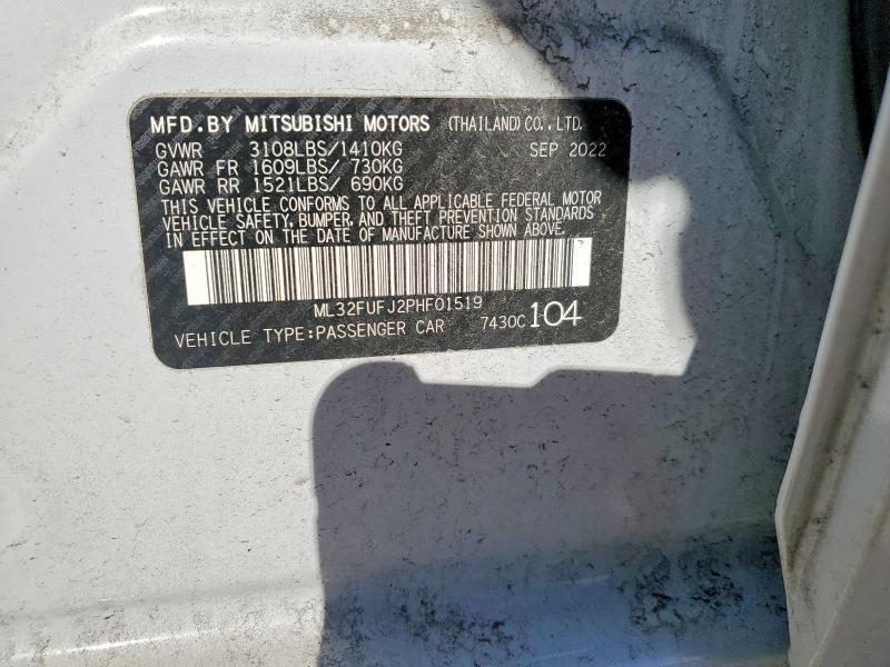 74263915 :رقم المزاد ، ML32FUFJ2PHF01519 vin ، 2023 Mitsubishi Mirage مزاد بيع