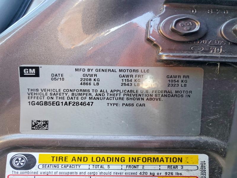 Продаж на аукціоні авто 2010 Buick Lacrosse, vin: 1G4GB5EG1AF284647, номер лоту: 72378675