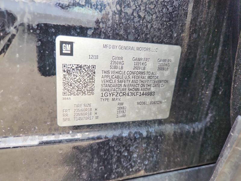 72240155 :رقم المزاد ، 1GYFZCR43KF144983 vin ، 2019 Cadillac Xt4 مزاد بيع