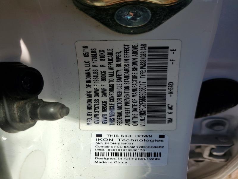 Продаж на аукціоні авто 2016 Honda Civic, vin: 19XFC2F56GE058017, номер лоту: 74282515