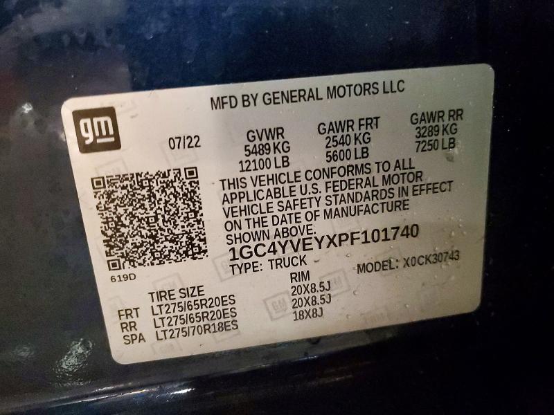 Aukcja sprzedaży 2023 Chevrolet Silverado, vin: 1GC4YVEYXPF101740, numer aukcji: 54156516