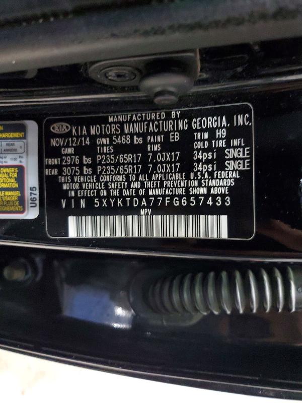 Aukcja sprzedaży 2015 Kia Sorento, vin: 5XYKTDA77FG657433, numer aukcji: 73674115