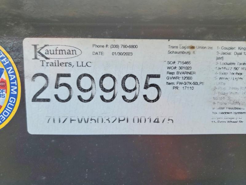 72636415 :رقم المزاد ، 7UZFW5032PL001475 vin ، 2023 Kaufman W50lp مزاد بيع
