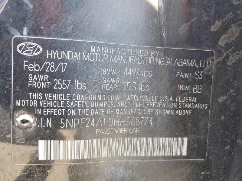Aukcja sprzedaży 2017 Hyundai Sonata, vin: 5NPE24AF0HH568774, numer aukcji: 74274295
