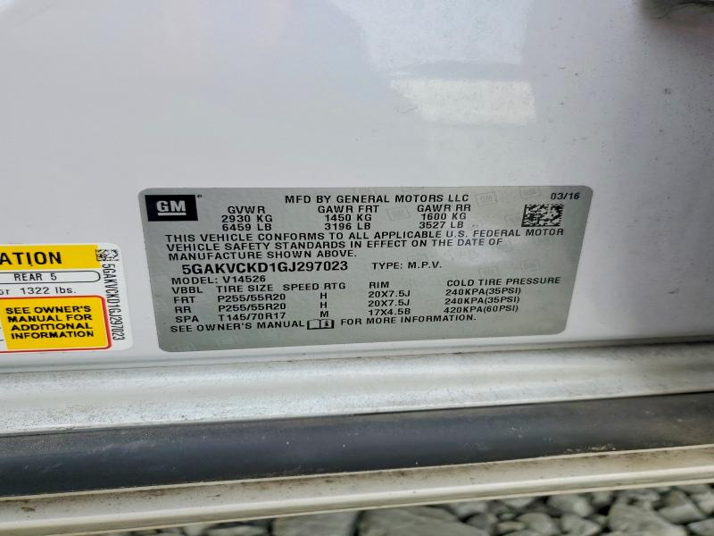 Aukcja sprzedaży 2016 Buick Enclave, vin: 5GAKVCKD1GJ297023, numer aukcji: 72344515