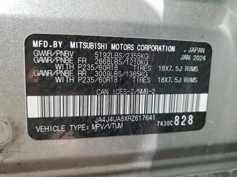 Продажа на аукционе авто 2024 Mitsubishi Outlander, vin: JA4J4UA8XRZ617641, номер лота: 98130695