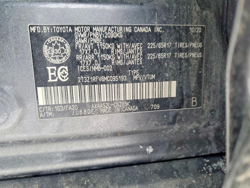 2021 Toyota Rav4 Le მანქანა იყიდება აუქციონზე, vin: 2T3Z1RFV6MC095193, აუქციონის ნომერი: 74999825