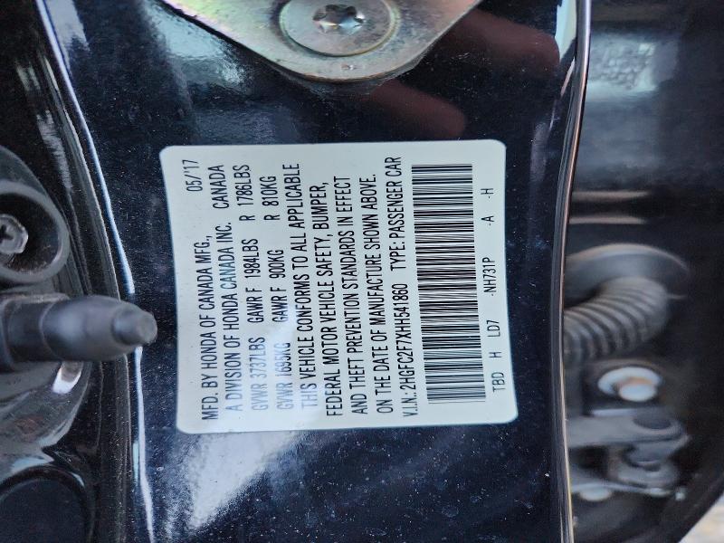 Aukcja sprzedaży 2017 Honda Civic, vin: 2HGFC2F7XHH541860, numer aukcji: 72753005