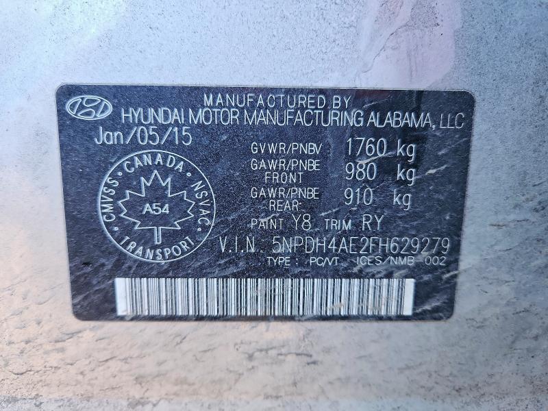 Aukcja sprzedaży 2015 Hyundai Elantra, vin: 5NPDH4AE2FH629279, numer aukcji: 73125835