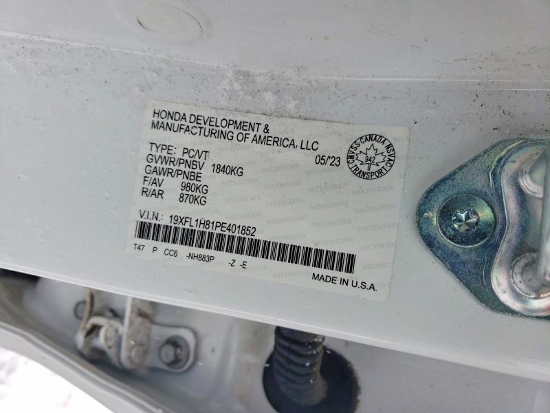 Aukcja sprzedaży 2023 Honda Civic, vin: 19XFL1H81PE401852, numer aukcji: 75042855